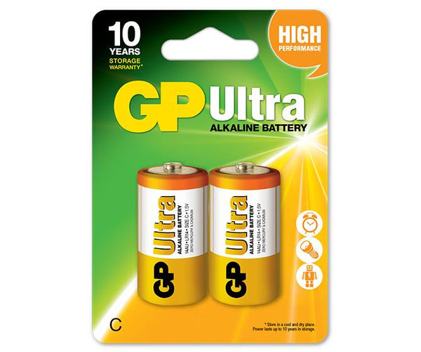 Батарейки алкалиновые GP Ultra C (LR14), 2 шт.