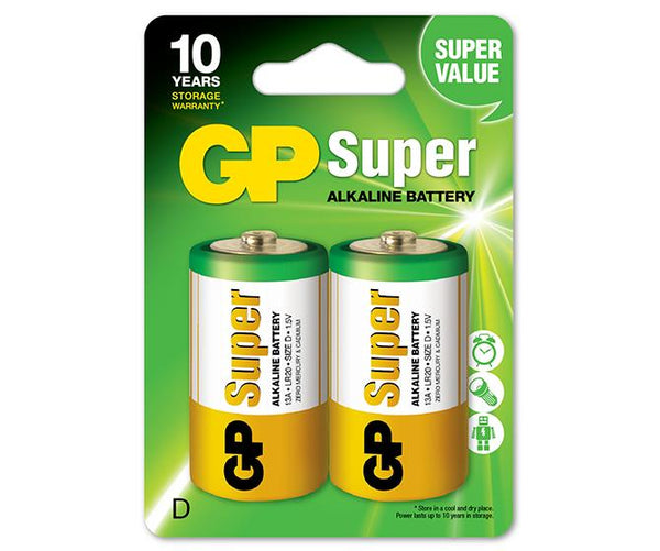 Батарейки алкалиновые GP Super D (LR20), 2 шт.