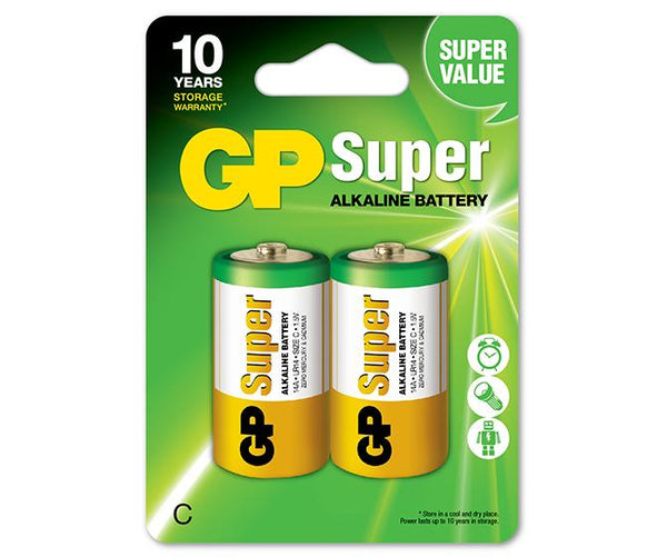 Батарейки алкалиновые GP Super C (LR14), 2 шт.